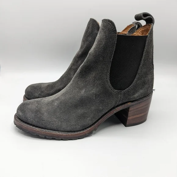 Frye Silver Gray Ankle Booties with Chunky Heel - Picture 4 of 10